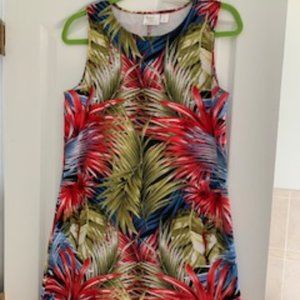 Sleeveless dress summer palm print Size S